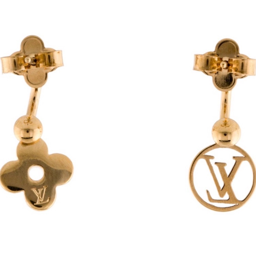 ✨🛍️ Louis Vuitton Gold-Tone Blooming Earrings Pierced - Picture 3 of 4